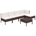 vidaXL 6 Piece Patio Lounge Set with Cushions Poly Rattan Brown