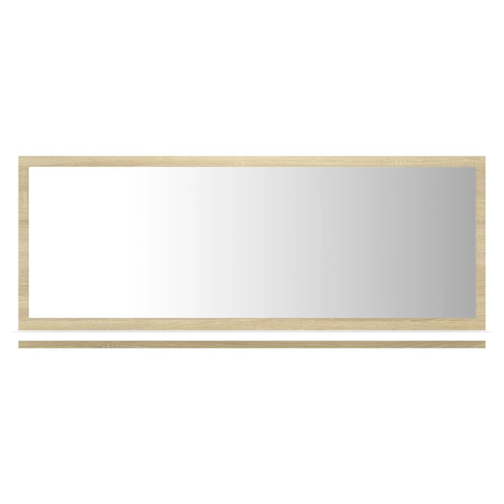 vidaXL Bathroom Mirror White and Sonoma Oak 35.4"x4.1"x14.6" Engineered Wood