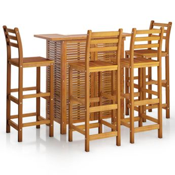 vidaXL 5 Piece Patio Bar Set Solid Wood Acacia