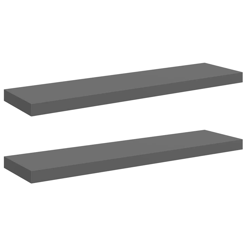 vidaXL Floating Wall Shelves 2 pcs High Gloss Gray 35.4"x9.3"x1.5" MDF
