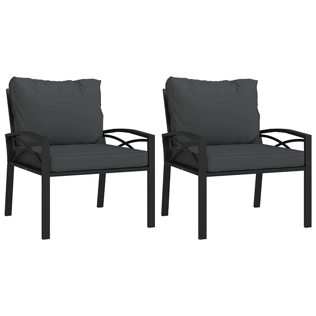 vidaXL Garden Chairs with Grey Cushions 2 pcs 68x76x79 cm Steel