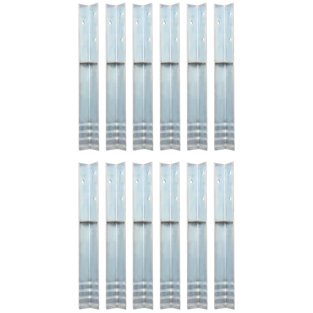 vidaXL L-shaped Ground Anchors 12 pcs Galvanized Steel 2"x2"x19.7"