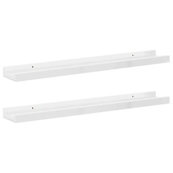 vidaXL Wall Shelves 2 pcs High Gloss White 60x9x3 cm