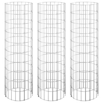 vidaXL Circular Gabion Raised Beds 3 pcs Galvanized Steel Ã11.8"x39.4"