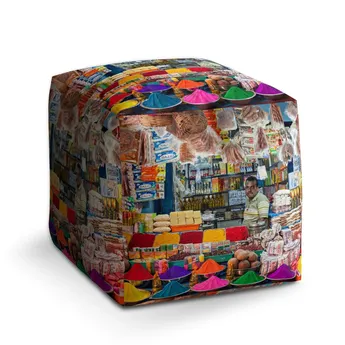 Sablio Taburet Cube Barevné koření - 50x50x50 cm