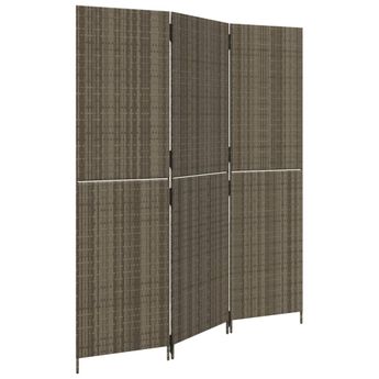 vidaXL Room Divider 3 Panels Gray Poly Rattan