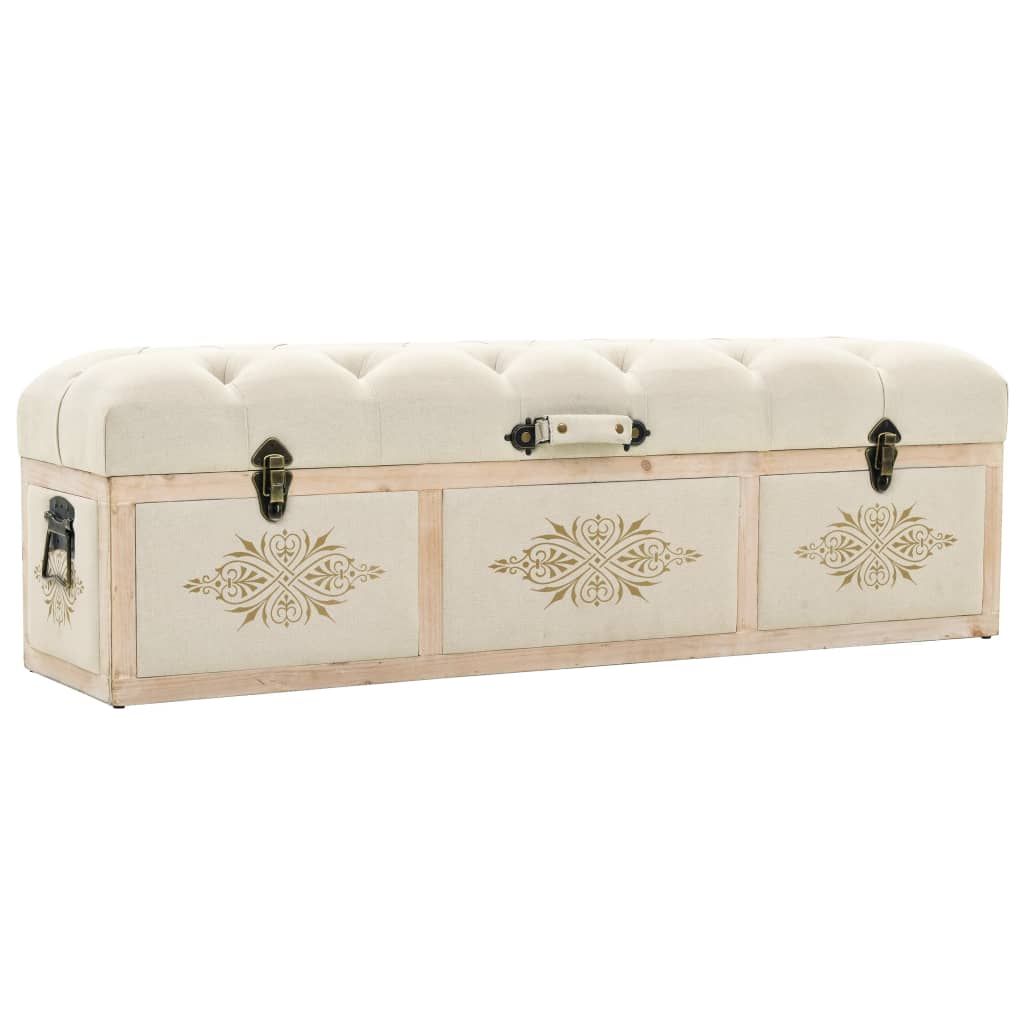 vidaXL Storage Bench 110 cm Cream Solid Wood Fir