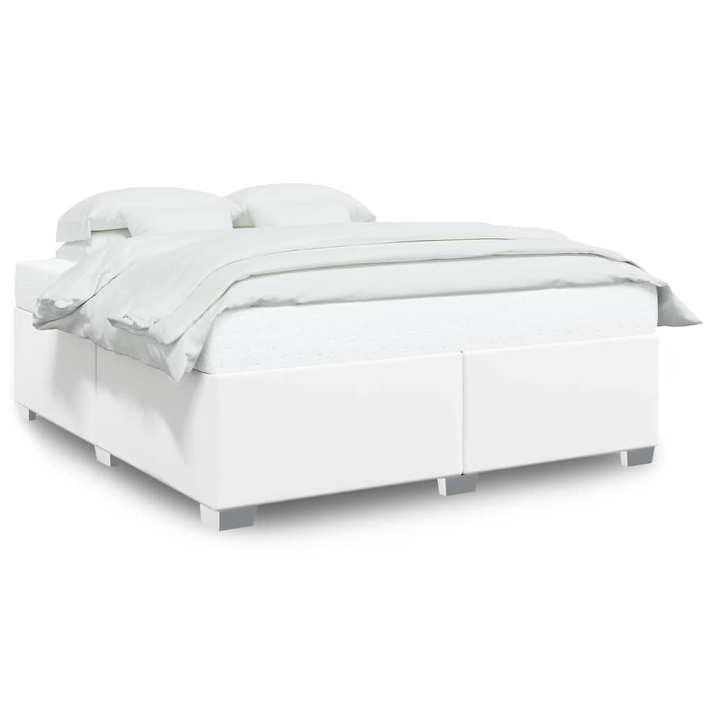 vidaXL Bed Frame without Mattress White California King Faux Leather