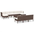 vidaXL 11 Piece Patio Lounge Set with Cushions Poly Rattan Brown
