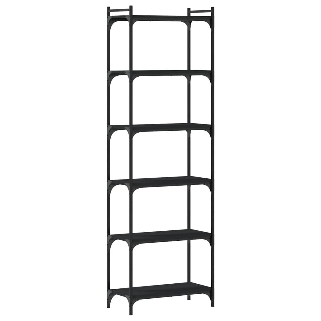 vidaXL Bookcase 6-Tier Black 23.6"x11.8"x74" Engineered Wood