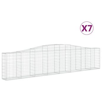 vidaXL Arched Gabion Baskets 7 pcs 400x30x80/100 cm Galvanised Iron