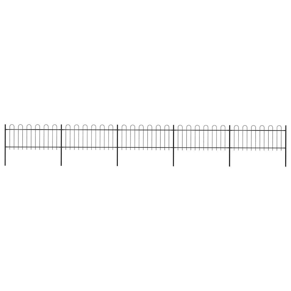 vidaXL Garden Fence with Hoop Top Steel 892.5x80 cm Black