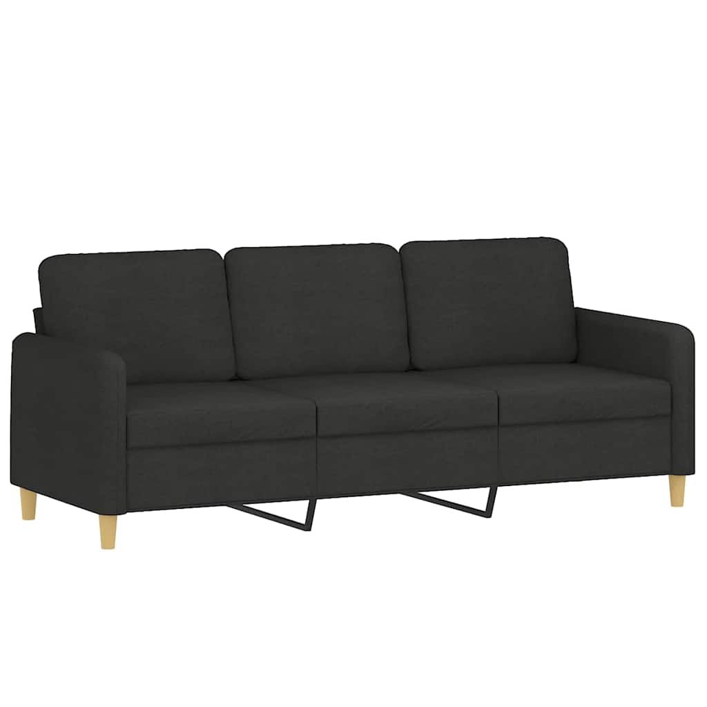 vidaXL 3-Seater Sofa Black Fabric 180 cm