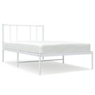 vidaXL Metal Bed Frame without Mattress with Headboard White 39.4"x78.7"