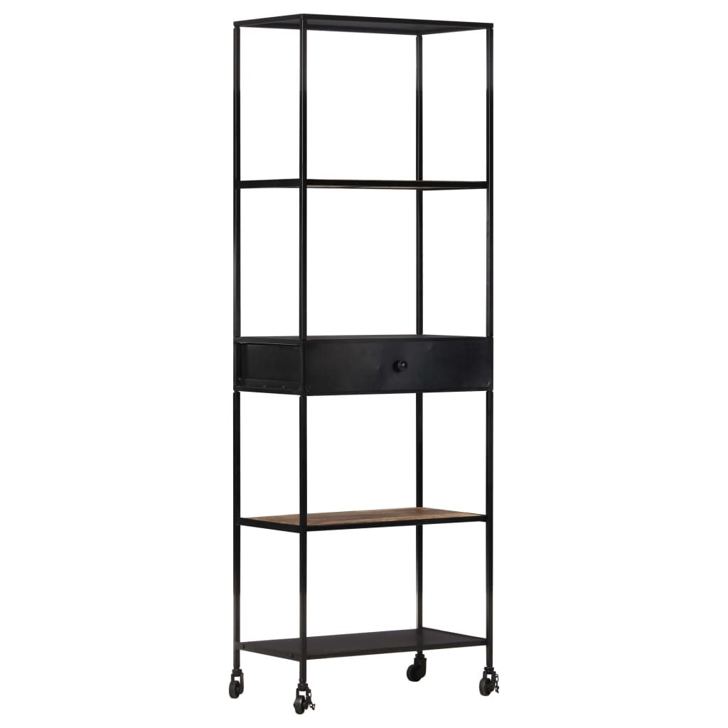vidaXL Book Cabinet 23.6"x13.8"x70.9" Rough Mango Wood & Iron