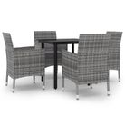 vidaXL 5 Piece Garden Dining Set with Cushions Poly Rattan and Glass