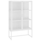 vidaXL Highboard White 80x35x135 cm Steel and Tempered Glass