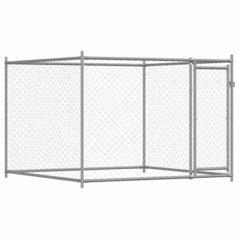 vidaXL Dog Cage with Door Gray 6.6'x6.6'x4.9' Galvanized Steel