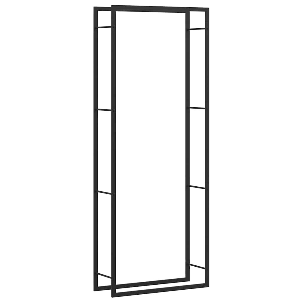 vidaXL Firewood Rack Matt Black 80x28x222 cm Steel
