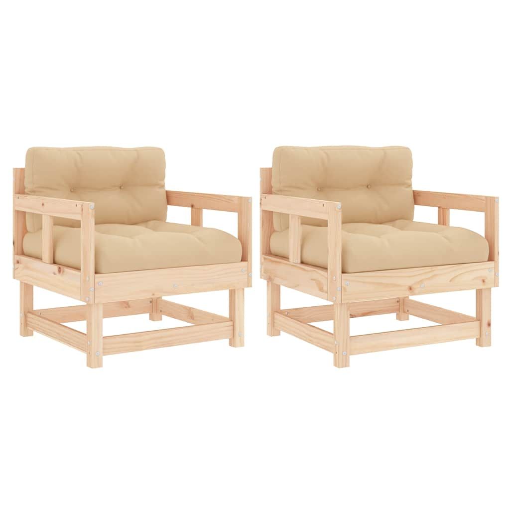 vidaXL Garden Chairs with Cushions 2 pcs Solid Wood Pine