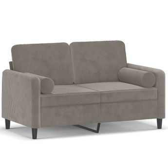 vidaXL 2-Seater Sofa with Pillows&Cushions Light Grey 120 cm Velvet