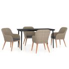 vidaXL 5 Piece Patio Dining Set with Cushions Brown