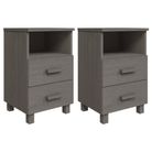 vidaXL Bedside Cabinets HAMAR 2 pcs Light Gray 15.7"x13.8"x24.4" Solid Wood