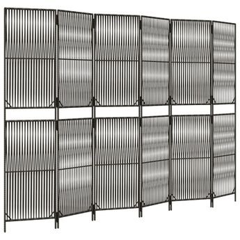 vidaXL Room Divider 6 Panels Gray Poly Rattan