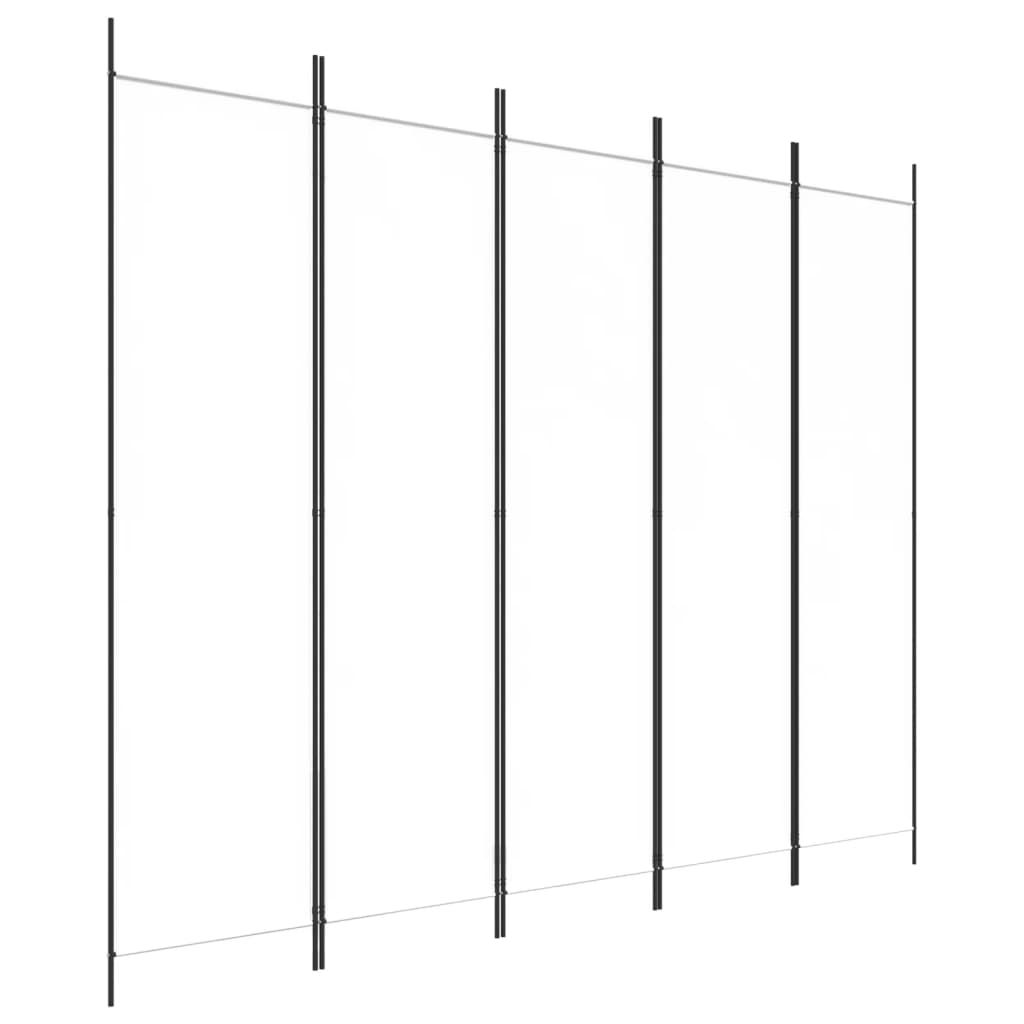 vidaXL 5-Panel Room Divider White 250x200 cm Fabric