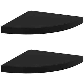 vidaXL Floating Corner Shelves 2 pcs Black 13.8"x13.8"x1.5" MDF
