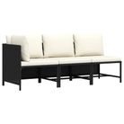 vidaXL 3 Piece Patio Sofa Set with Cushions Black Poly Rattan