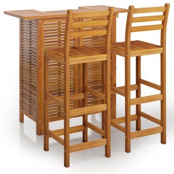 vidaXL 3 Piece Patio Bar Set Solid Wood Acacia