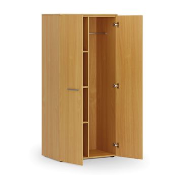 Kancelářská šatní skříň PRIMO WOOD, 3 police, šatní tyč, 800 x 500 x 1781 mm, buk