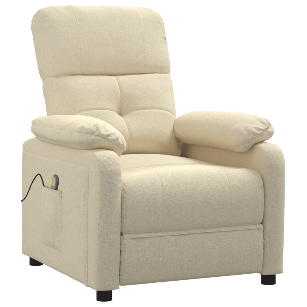 vidaXL Massage Recliner Cream Fabric