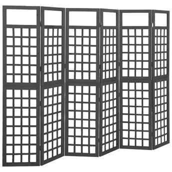 vidaXL 6-Panel Room Divider/Trellis Solid Fir Wood Black 95.5"x70.9"