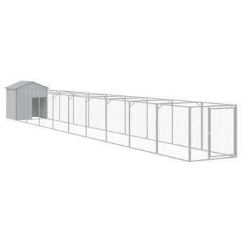 vidaXL Dog House with Roof Light Gray 46.1"x400.4"x48.4" Galvanized Steel