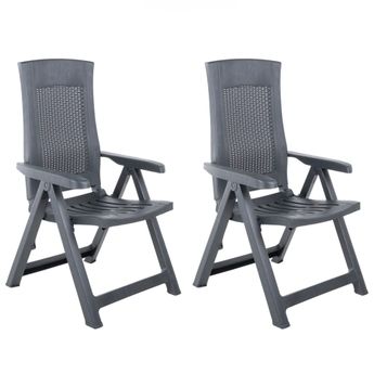 vidaXL Garden Reclining Chairs 2 pcs Plastic Anthracite