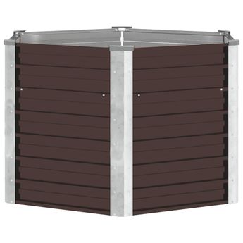 vidaXL Garden Raised Bed Brown 129x129x77 cm Galvanised Steel