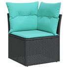 vidaXL Garden Sofa Corner with Cushions Black Poly Rattan