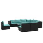 vidaXL 10 Piece Patio Lounge Set with Cushions Poly Rattan Black