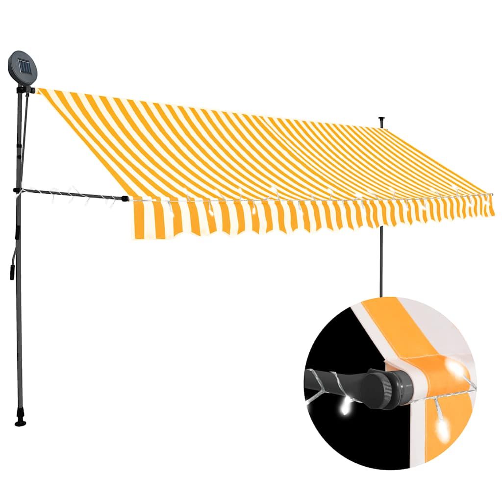 vidaXL Manual Retractable Awning with LED 137.8" White and Orange
