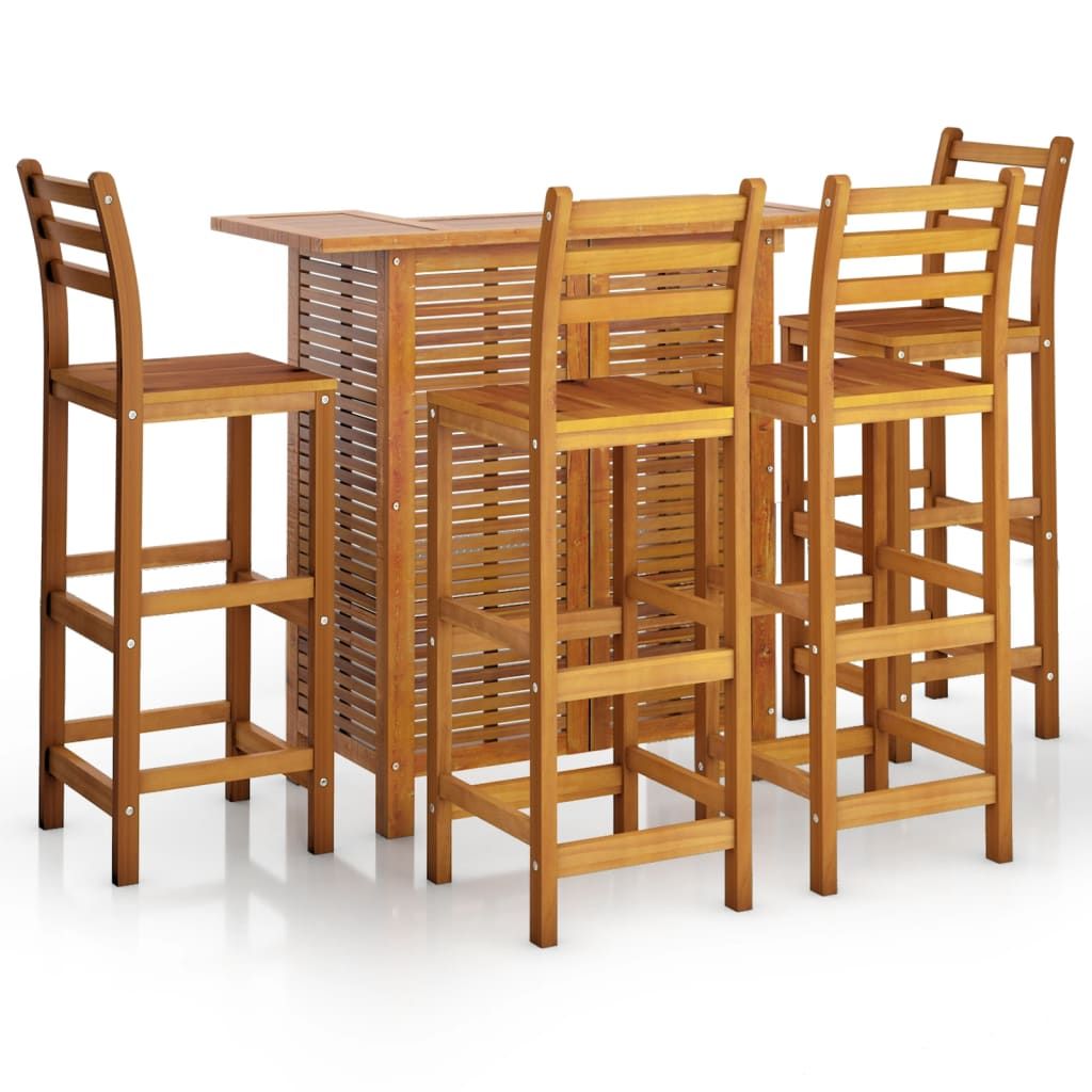 vidaXL 5 Piece Patio Bar Set Solid Wood Acacia