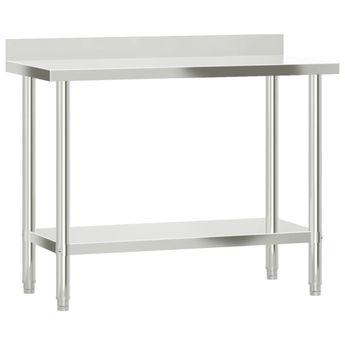 vidaXL Kitchen Work Table with Backsplash 110x55x93 cm Stainless Steel
