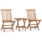 vidaXL 3 Piece Folding Patio Dining Set Solid Teak Wood