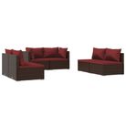 vidaXL 6 Piece Patio Lounge Set with Cushions Poly Rattan Brown