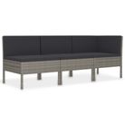 vidaXL 3 Piece Garden Lounge Set with Cushions Poly Rattan Grey
