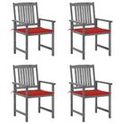 vidaXL Patio Chairs with Cushions 4 pcs Gray Solid Acacia Wood
