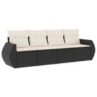 vidaXL 4 Piece Garden Sofa Set with Cushions Black Poly Rattan