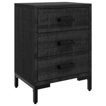 vidaXL Bedside Cabinet Black 15.7"x11.8"x21.7" Solid Wood Pine