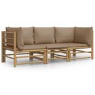 vidaXL 3 Piece Garden Lounge Set with Taupe Cushions Bamboo